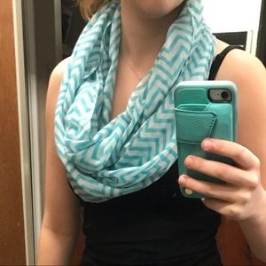 Blue and White Chevron Infinity Scarf